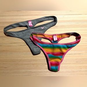PINK cotton spandex blend thongs